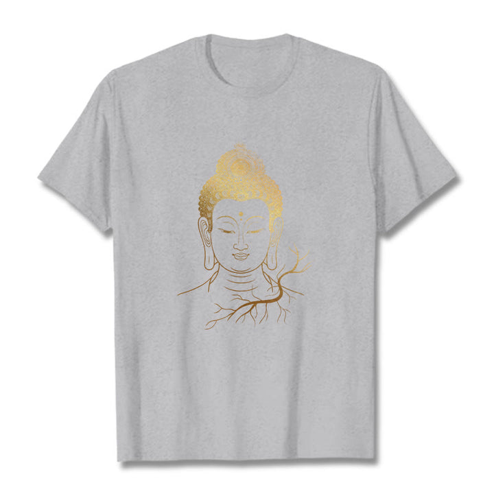 Maglietta con testa di Buddha Stones dorate per meditazione - Grigio chiaro - 2XL - image 20
