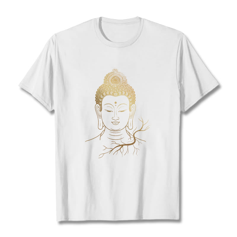 Maglietta con testa di Buddha Stones dorate per meditazione - Bianco - 2XL - image 5
