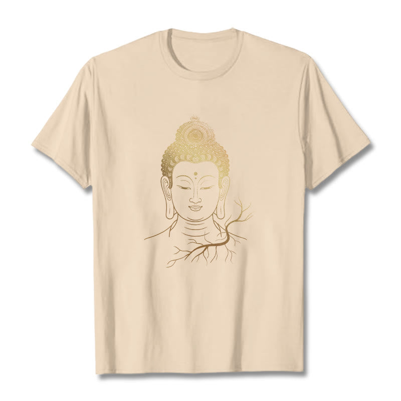 Maglietta con testa di Buddha Stones dorate per meditazione - Biscotto - 2XL - image 8