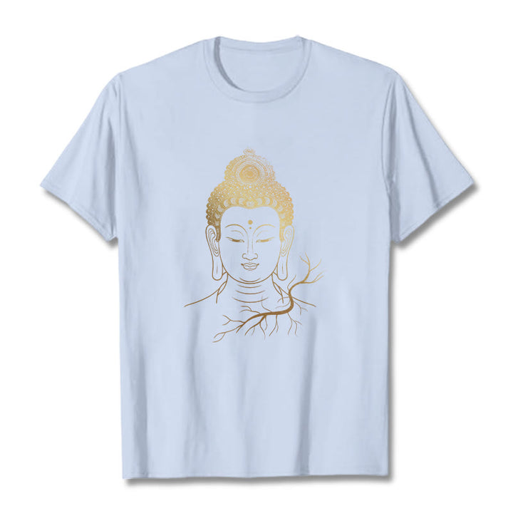 Maglietta con testa di Buddha Stones dorate per meditazione - Ciano chiaro - 2XL - image 18