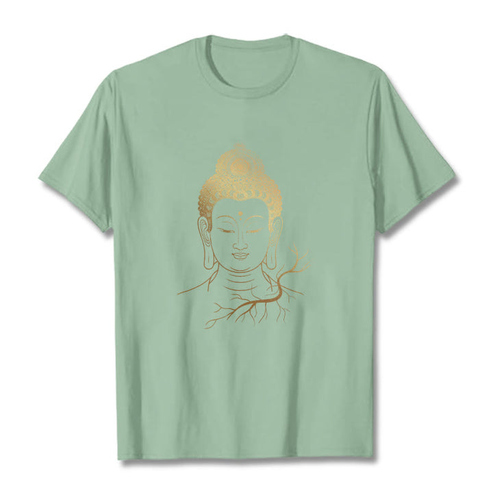 Maglietta con testa di Buddha Stones dorate per meditazione - Verde pallido - 2XL - image 15