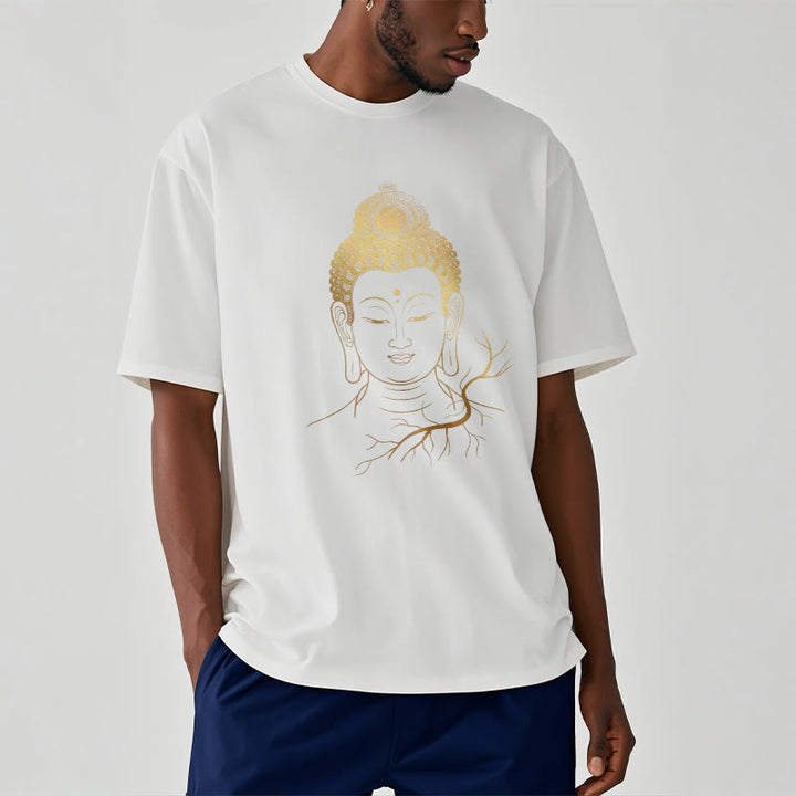 Maglietta con testa di Buddha Stones dorate per meditazione - image 6