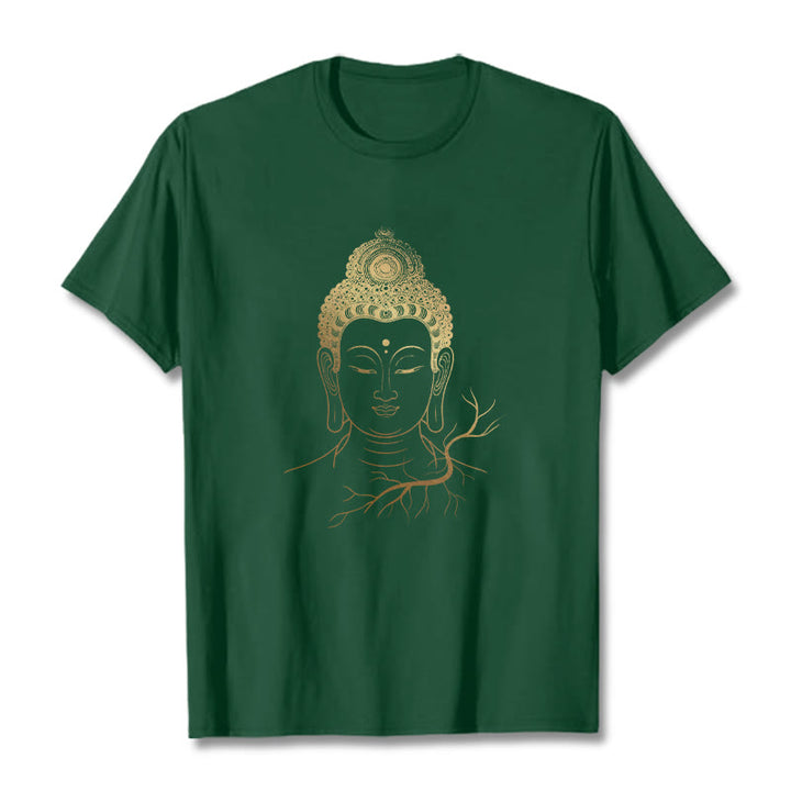 Maglietta con testa di Buddha Stones dorate per meditazione - Verde studentesco - 2XL - image 10