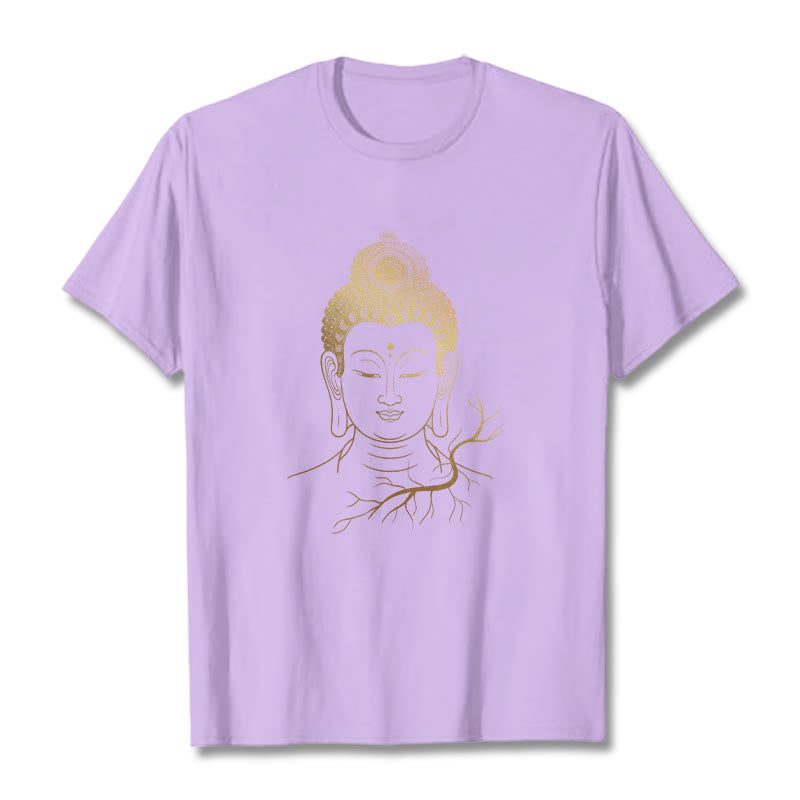 Maglietta con testa di Buddha Stones dorate per meditazione - Prugna - 2XL - image 16