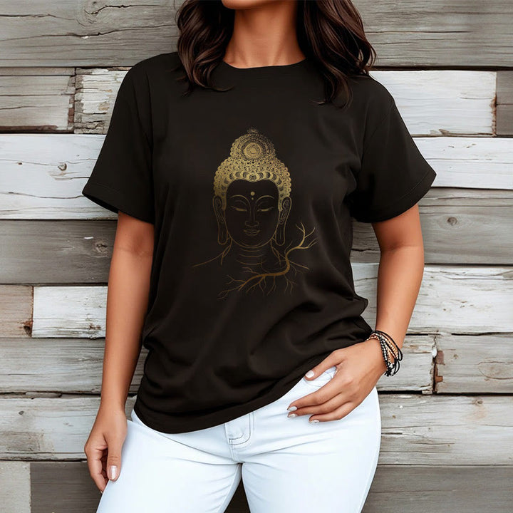 Maglietta con testa di Buddha Stones dorate per meditazione - image 3