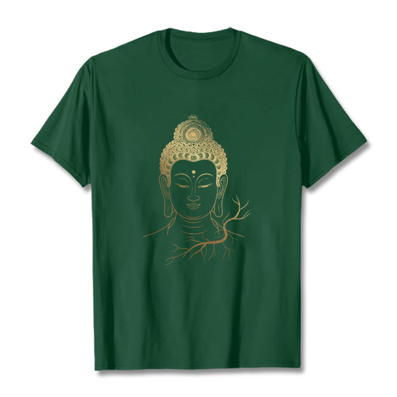 Maglietta con testa di Buddha Stones dorate per meditazione - Verde foresta - 2XL - image 11