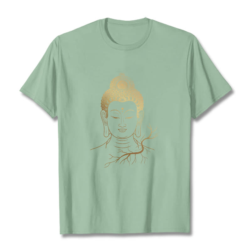 Maglietta con testa di Buddha Stones dorate per meditazione - Verde pallido - 2XL - image 14