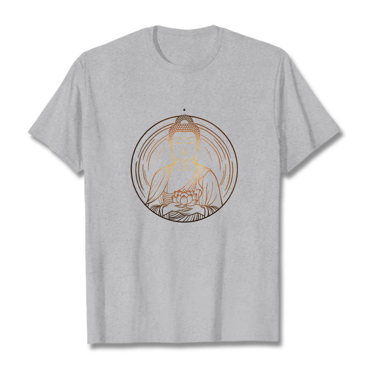 Maglietta Buddha Stones Buddha dorato che tiene in mano un fiore di loto - Grigio chiaro - 2XL - image 19