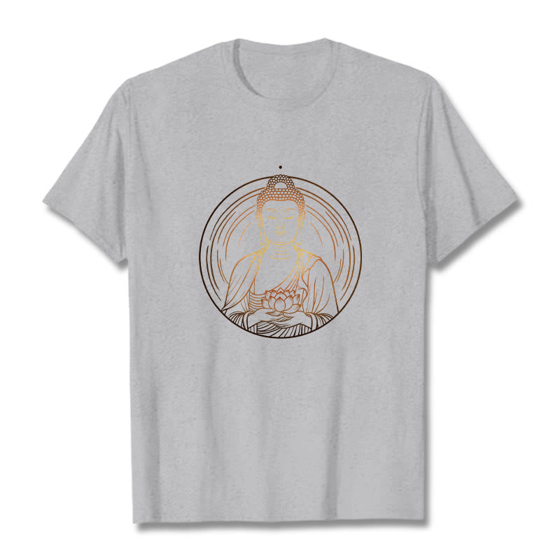 Maglietta Buddha Stones Buddha dorato che tiene in mano un fiore di loto - Grigio chiaro - 2XL - image 20