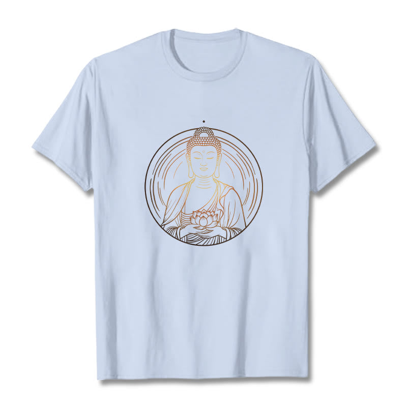 Maglietta Buddha Stones Buddha dorato che tiene in mano un fiore di loto - Ciano chiaro - 2XL - image 19