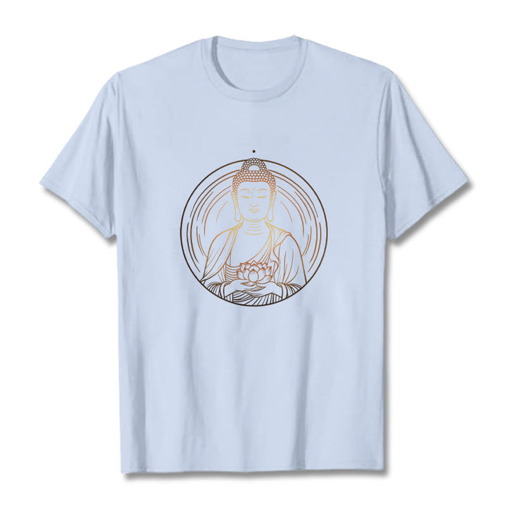 Maglietta Buddha Stones Buddha dorato che tiene in mano un fiore di loto - Ciano chiaro - 2XL - image 18