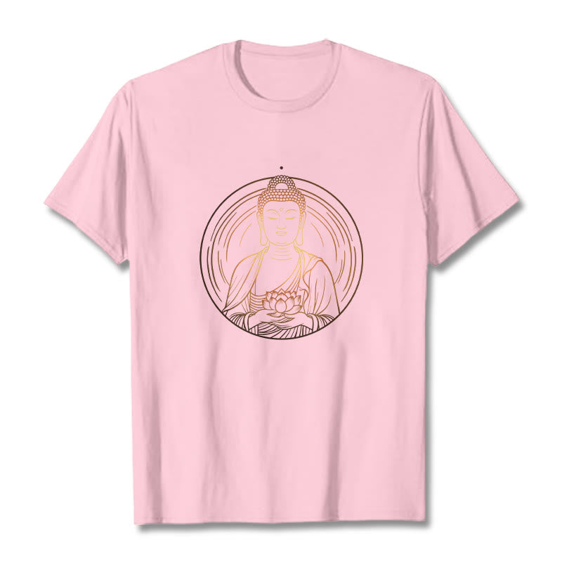 Maglietta Buddha Stones Buddha dorato che tiene in mano un fiore di loto - Rosa chiaro - 2XL - image 13