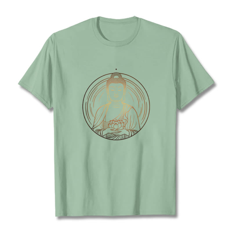 Maglietta Buddha Stones Buddha dorato che tiene in mano un fiore di loto - Verde pallido - 2XL - image 14