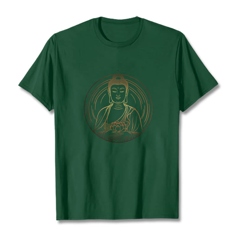 Maglietta Buddha Stones Buddha dorato che tiene in mano un fiore di loto - Verde foresta - 2XL - image 11