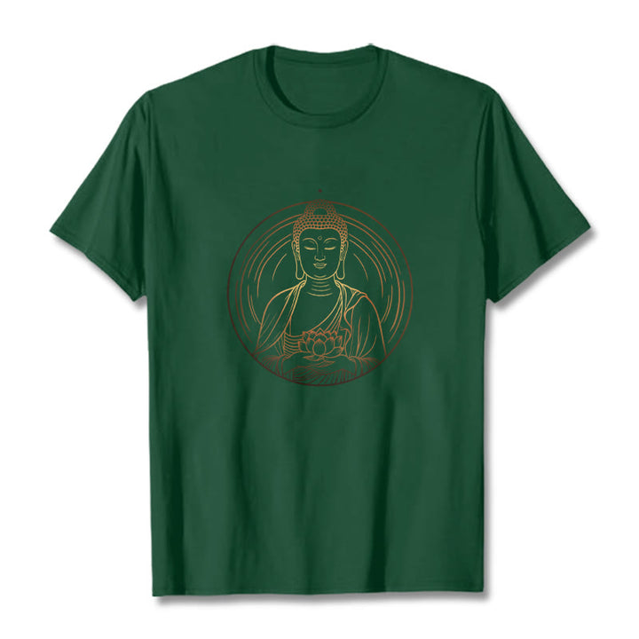Maglietta Buddha Stones Buddha dorato che tiene in mano un fiore di loto - Verde foresta - 2XL - image 11