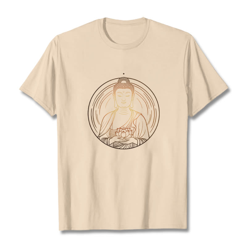 Maglietta Buddha Stones Buddha dorato che tiene in mano un fiore di loto - Biscotto - 2XL - image 9