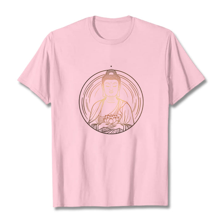 Maglietta Buddha Stones Buddha dorato che tiene in mano un fiore di loto - Rosa chiaro - 2XL - image 12