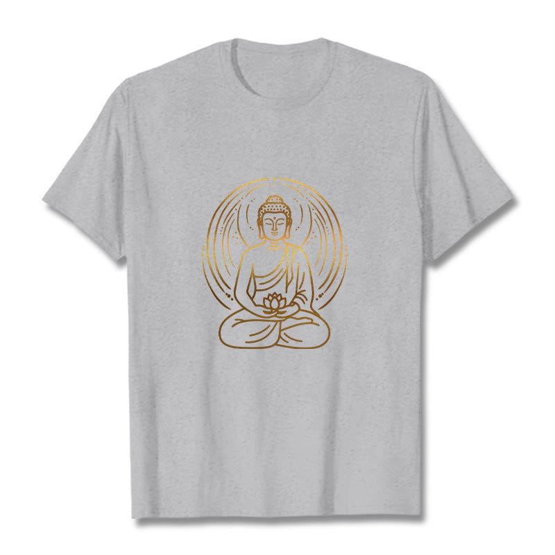 Maglietta Buddha Stones e alone di meditazione del Buddha che tiene in mano un fiore di loto - Grigio chiaro - 2XL - image 19
