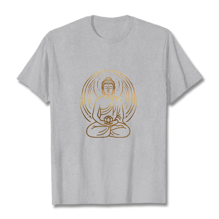 Maglietta Buddha Stones e alone di meditazione del Buddha che tiene in mano un fiore di loto - Grigio chiaro - 2XL - image 19