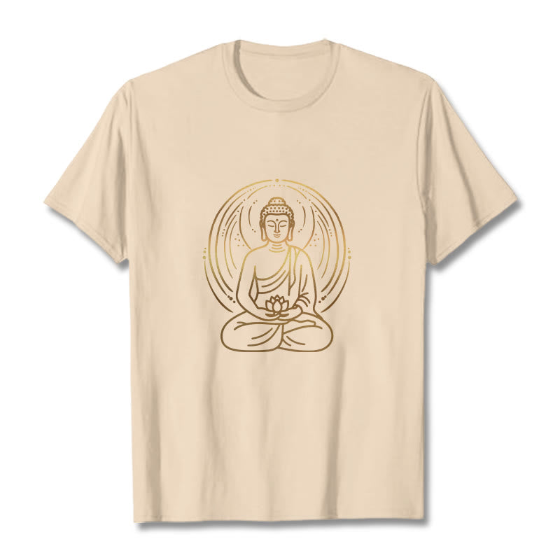 Maglietta Buddha Stones e alone di meditazione del Buddha che tiene in mano un fiore di loto - Biscotto - 2XL - image 10