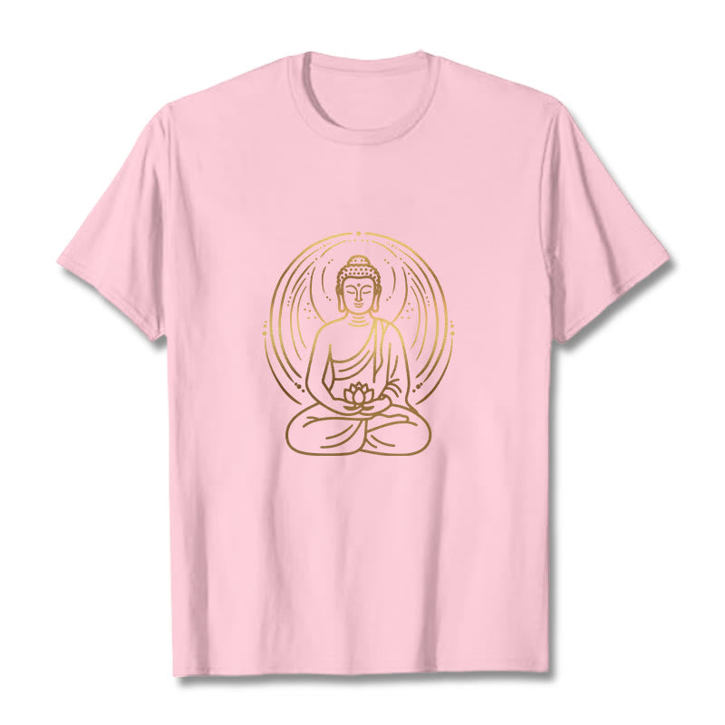 Maglietta Buddha Stones e alone di meditazione del Buddha che tiene in mano un fiore di loto - Rosa chiaro - 2XL - image 13