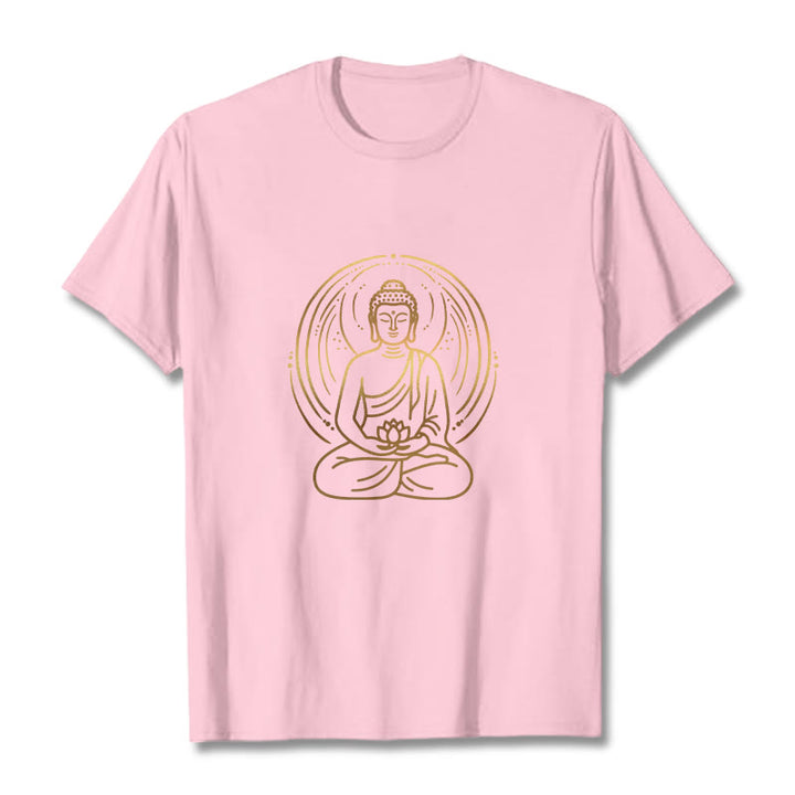 Maglietta Buddha Stones e alone di meditazione del Buddha che tiene in mano un fiore di loto - Rosa chiaro - 2XL - image 13