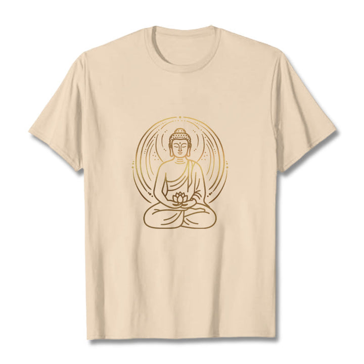 Maglietta Buddha Stones e alone di meditazione del Buddha che tiene in mano un fiore di loto - Biscotto - 2XL - image 11