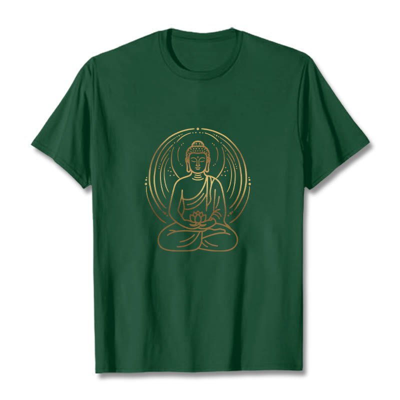 Maglietta Buddha Stones e alone di meditazione del Buddha che tiene in mano un fiore di loto - Verde foresta - 2XL - image 1