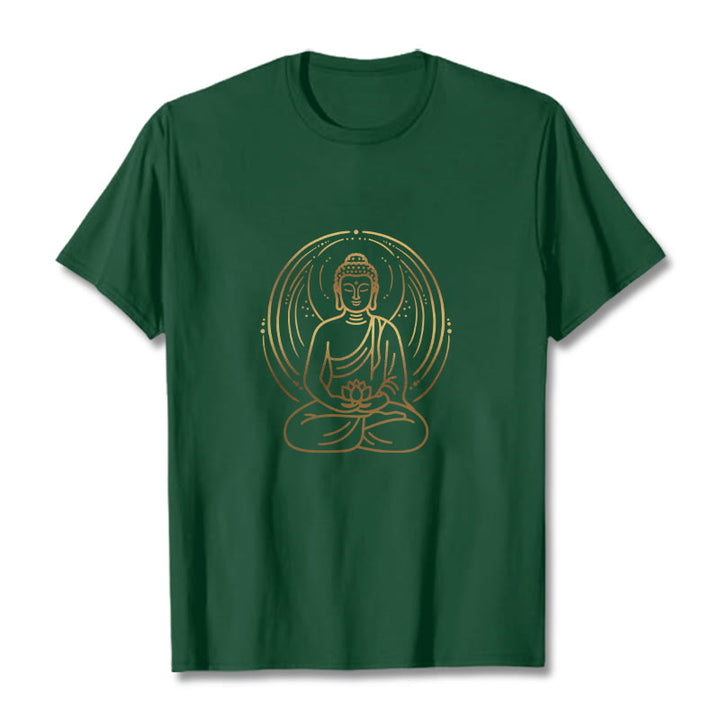 Maglietta Buddha Stones e alone di meditazione del Buddha che tiene in mano un fiore di loto - Verde foresta - 2XL - image 1