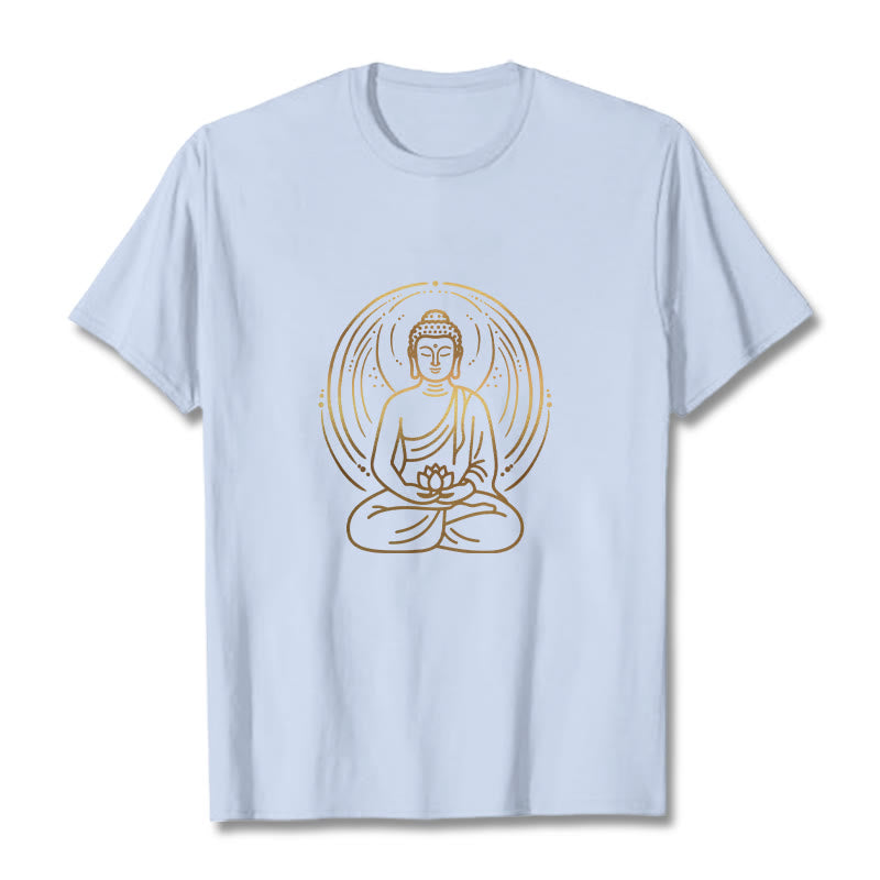 Maglietta Buddha Stones e alone di meditazione del Buddha che tiene in mano un fiore di loto - Ciano chiaro - 2XL - image 18