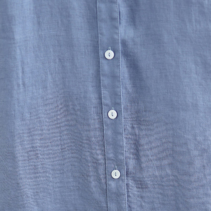 Abito midi in cotone e lino senza maniche, monopetto, con design a pieghe Buddha Stones - image 27