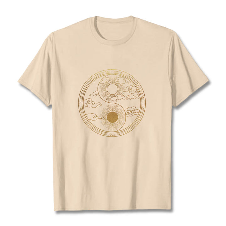 Maglietta Buddha Stones, Yin Yang, Sole e nuvole di buon auspicio - Biscotto - 2XL - image 13