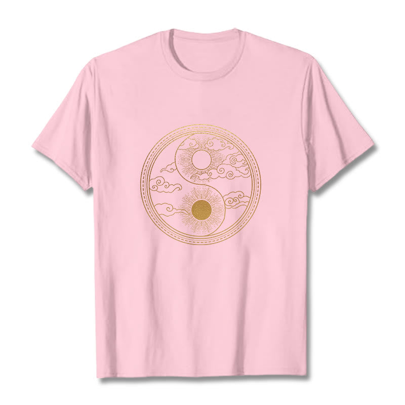 Maglietta Buddha Stones, Yin Yang, Sole e nuvole di buon auspicio - Rosa chiaro - 2XL - image 16