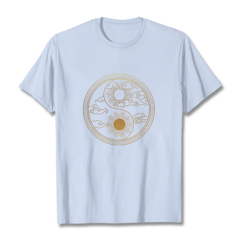 Maglietta Buddha Stones, Yin Yang, Sole e nuvole di buon auspicio - Ciano chiaro - 2XL - image 12