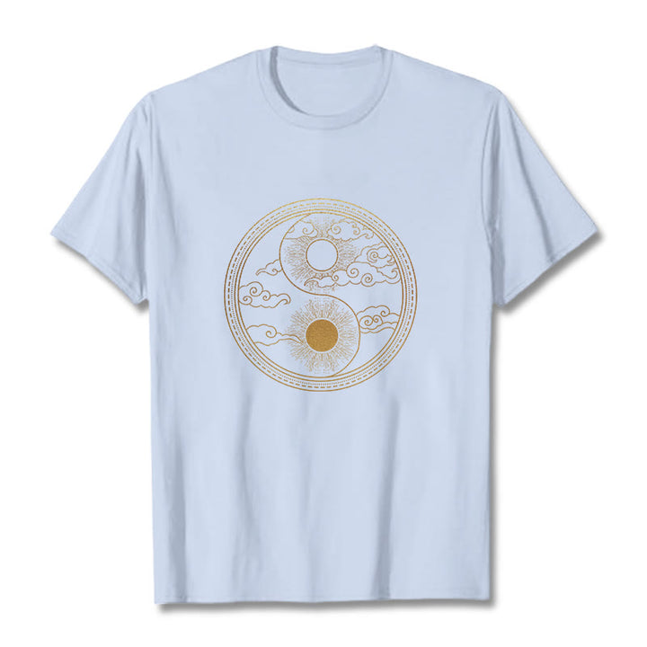 Maglietta Buddha Stones, Yin Yang, Sole e nuvole di buon auspicio - Ciano chiaro - 2XL - image 12