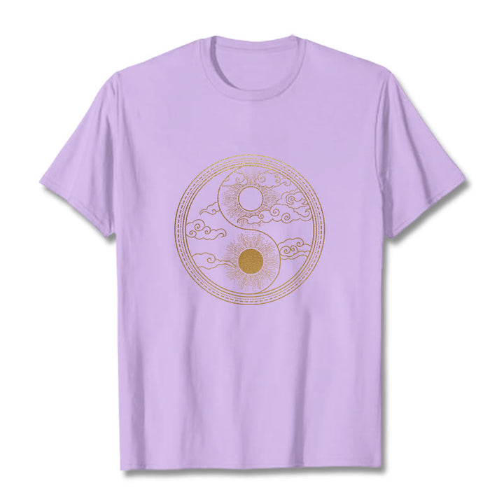 Maglietta Buddha Stones, Yin Yang, Sole e nuvole di buon auspicio - Prugna - 2XL - image 19