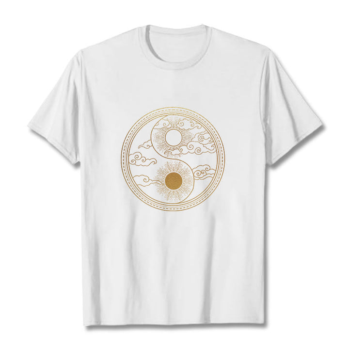Maglietta Buddha Stones, Yin Yang, Sole e nuvole di buon auspicio - Bianco - 2XL - image 7