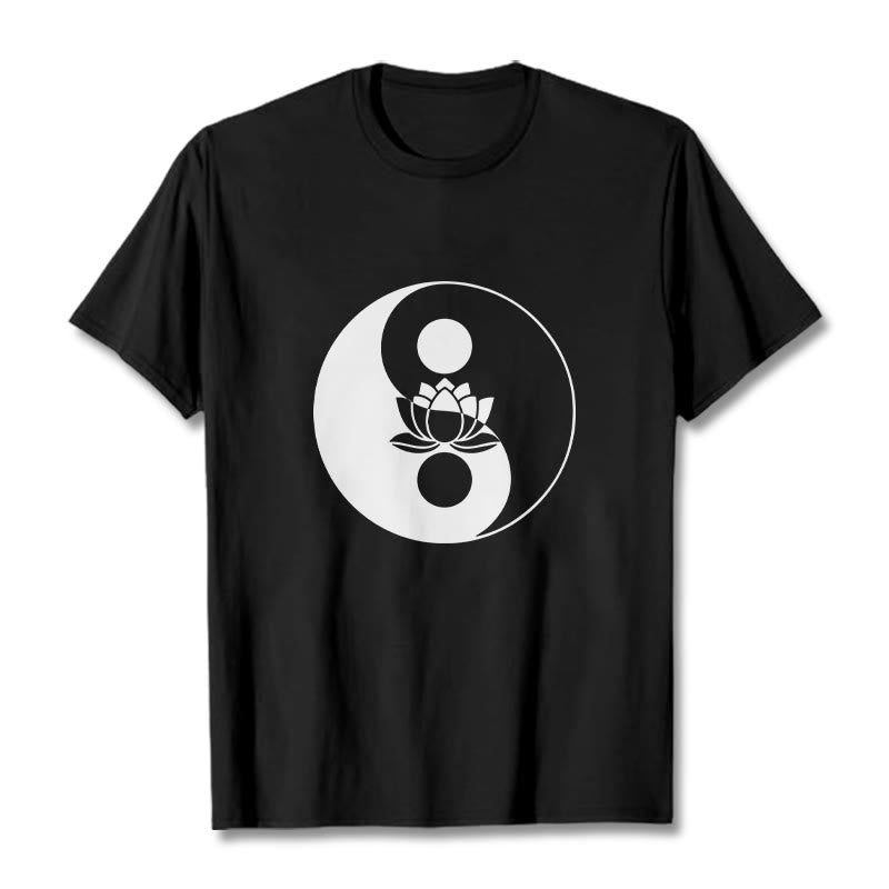 Maglietta Buddha Stones fiore di loto Yin Yang - Nero - 2XL - image 4