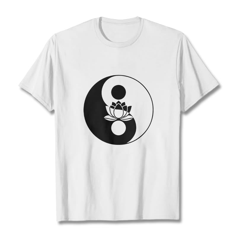 Maglietta Buddha Stones fiore di loto Yin Yang - Bianco - 2XL - image 1