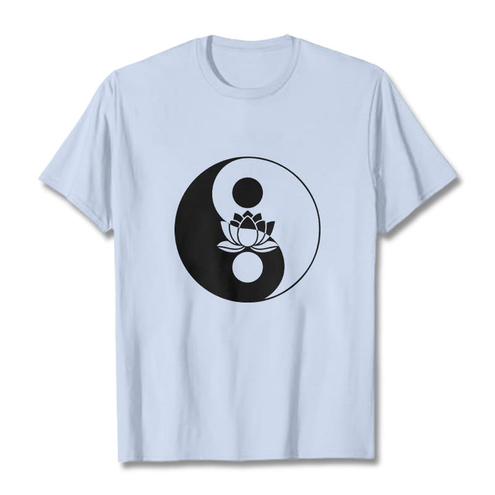 Maglietta Buddha Stones fiore di loto Yin Yang - Ciano chiaro - 2XL - image 18