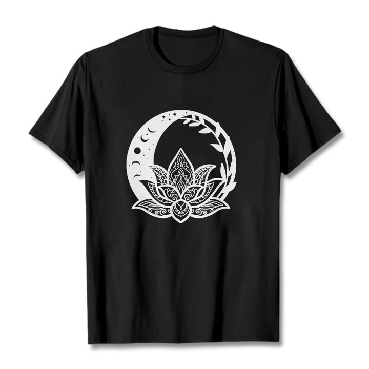 Maglietta Buddha Stones, fiore di loto, sole e luna, viticci intrecciati - Nero - 2XL - image 4