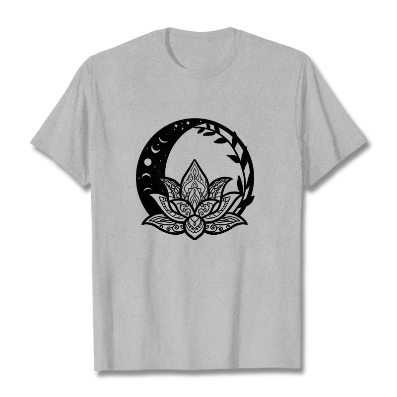 Maglietta Buddha Stones, fiore di loto, sole e luna, viticci intrecciati - Grigio chiaro - 2XL - image 20