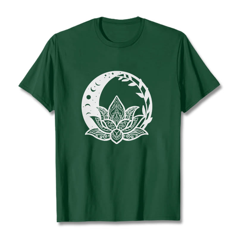 Maglietta Buddha Stones, fiore di loto, sole e luna, viticci intrecciati - Verde foresta - 2XL - image 11