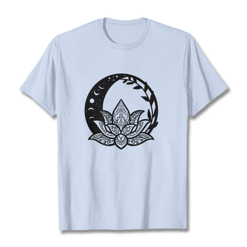 Maglietta Buddha Stones, fiore di loto, sole e luna, viticci intrecciati - Ciano chiaro - 2XL - image 18