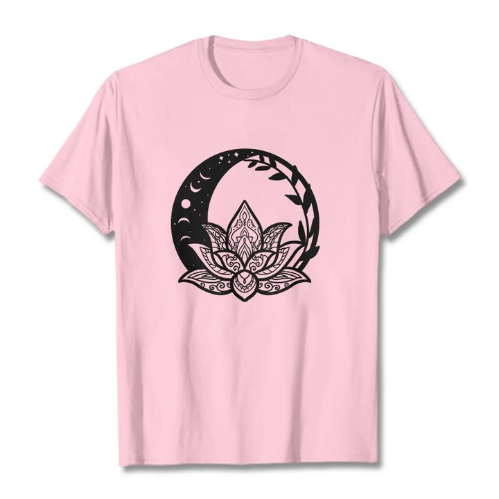 Maglietta Buddha Stones, fiore di loto, sole e luna, viticci intrecciati - Rosa chiaro - 2XL - image 13