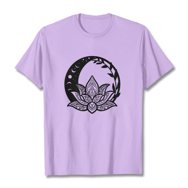 Maglietta Buddha Stones, fiore di loto, sole e luna, viticci intrecciati - Prugna - 2XL - image 16