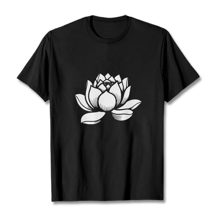 Maglietta con motivo a fiore di loto Buddha Stones - Nero - 2XL - image 3