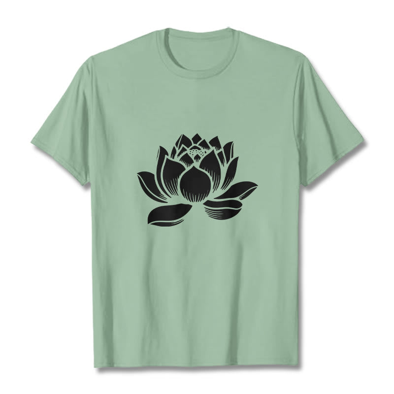 Maglietta con motivo a fiore di loto Buddha Stones - Verde pallido - 2XL - image 14