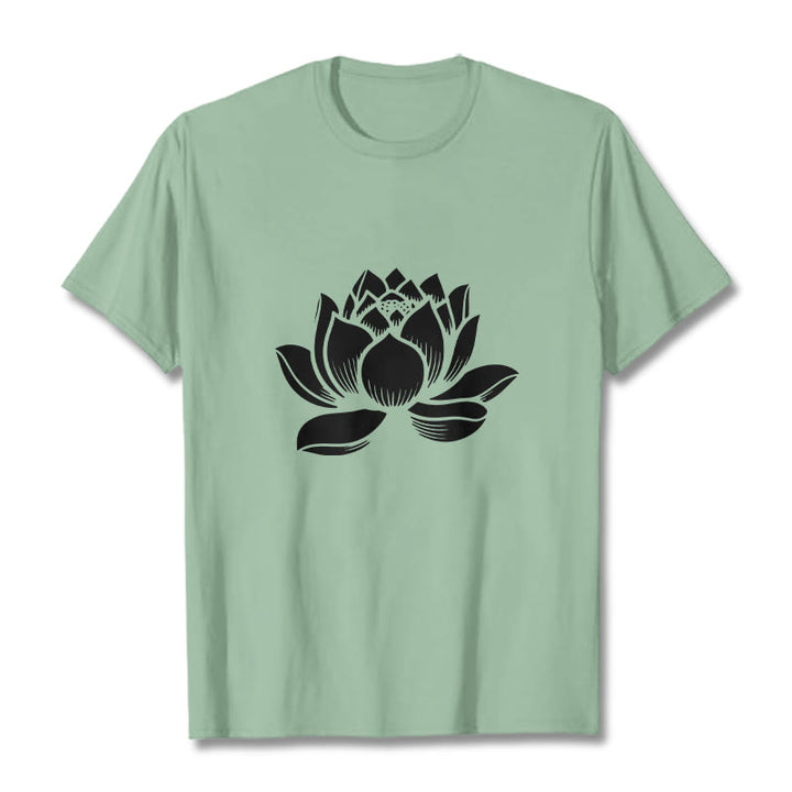 Maglietta con motivo a fiore di loto Buddha Stones - Verde pallido - 2XL - image 15