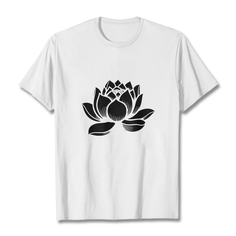 Maglietta con motivo a fiore di loto Buddha Stones - Bianco - 2XL - image 7